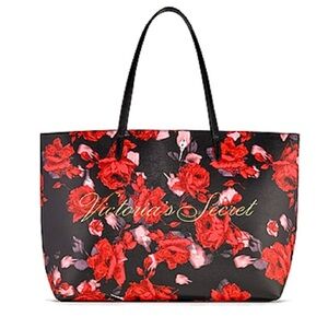 Victoria's Secret Red Floral Tote Bag